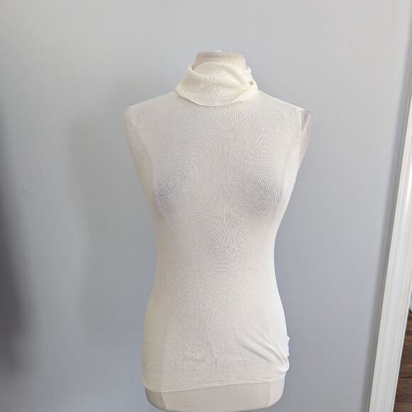 Zara Tops - NEW Women's Zara Mesh Sheer Mockneck Cream Top Large